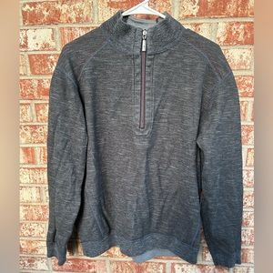Tommy Bahama Reversible Charcoal Grey/Light Grey 1/4-Zip Pullover L